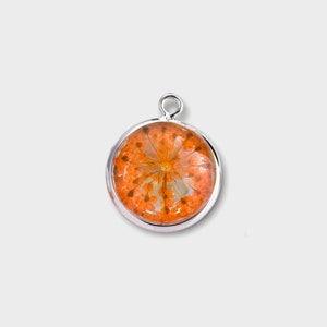Round orange/yellow/green dried flower glass charms, 14x16mm, wholesale jewelry making supplies