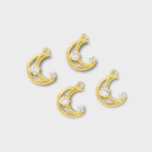 Wholesale gold plated clear zircon paved moon charms, 10x14mm, diy jewelry making supplies