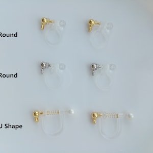 Gold plated transparent spring earring converters, ear clip, non pierced earring findings, wholesale earring making supplies