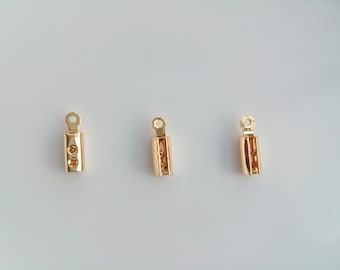 Wholesale gold plated fold over crimp end cap with loop, 3x10mm, craft and jewelry making supplies