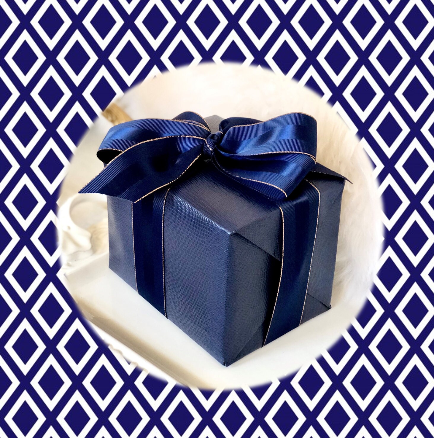 Luxury Gift Wrapping Paper for Large Gifts Navy Blue Faux Etsy