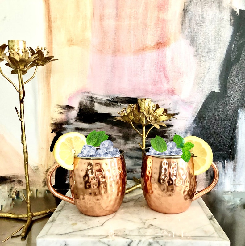 Set of 2 Moscow Mule Copper Mugs Stainlesssteel Lining Etsy