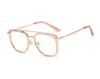 Pink Aviator Blue Light Blocking Screen Glasses | Retro Computer Glasses | Non-Prescription Anti Blue Light Specs | Women's Fashion Eyewear