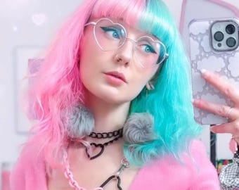 Pink Heart Shaped Prescription Glasses | Heart Shape RX Eyeglasses | Women Heart Eye Glasses | Prescription Fashion Eyewear | Frame + Lenses