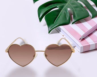 Heart Sunglasses Brown | Gold Frame Heart-shaped Sunnies  display picture 3