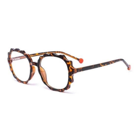 Buy Tortoise Retro Flower Round Computer Glasses Brown Scalloped Blue Light Blocking Glasses Daisy Blue Light Eyewear Women Eyewear Online in India Etsy