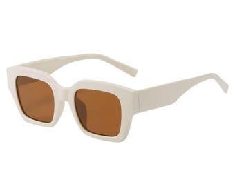 Square Thick Wayfarer Sunglasses | Cream
