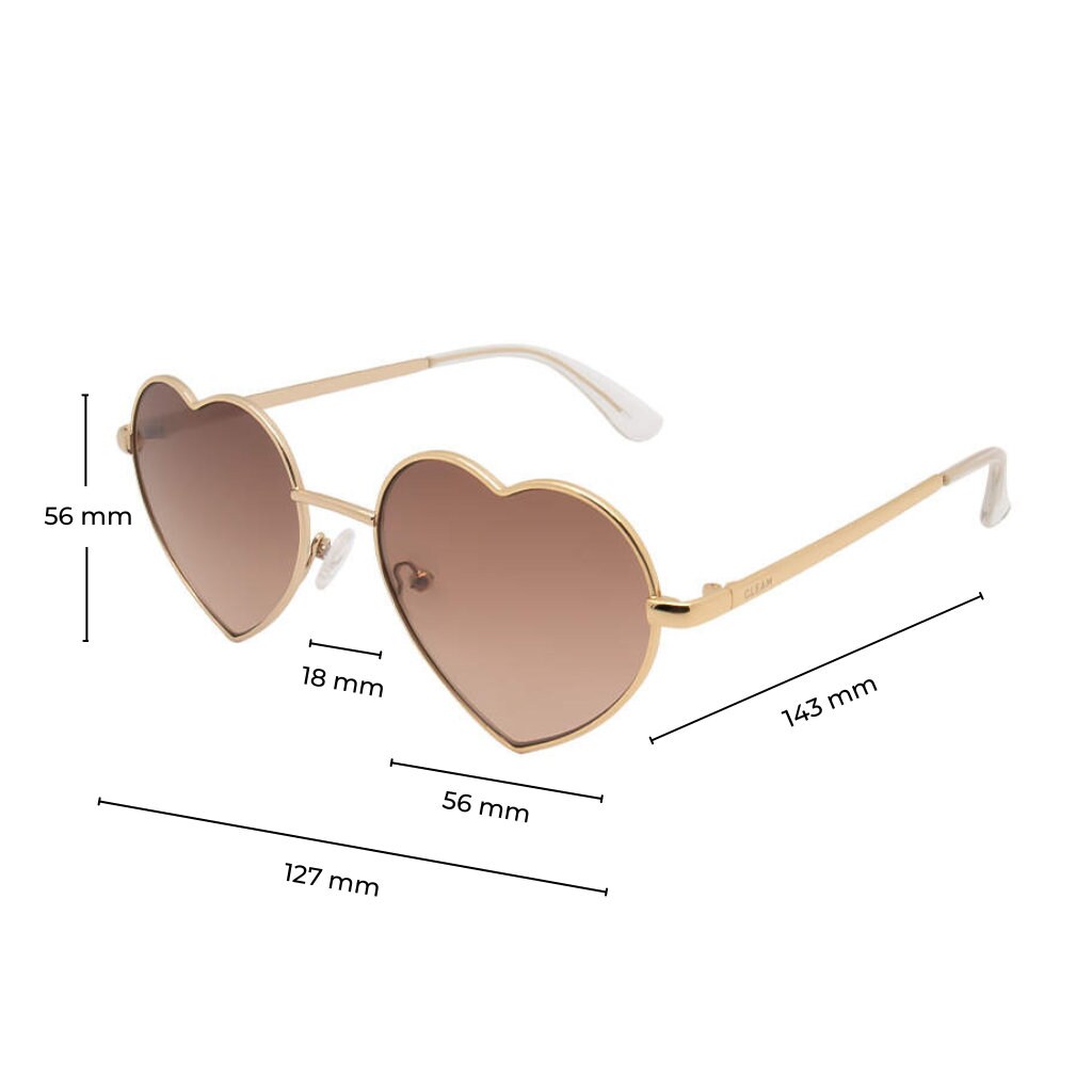 Heart Sunglasses Brown | Gold Frame Heart-shaped Sunnies | Retro