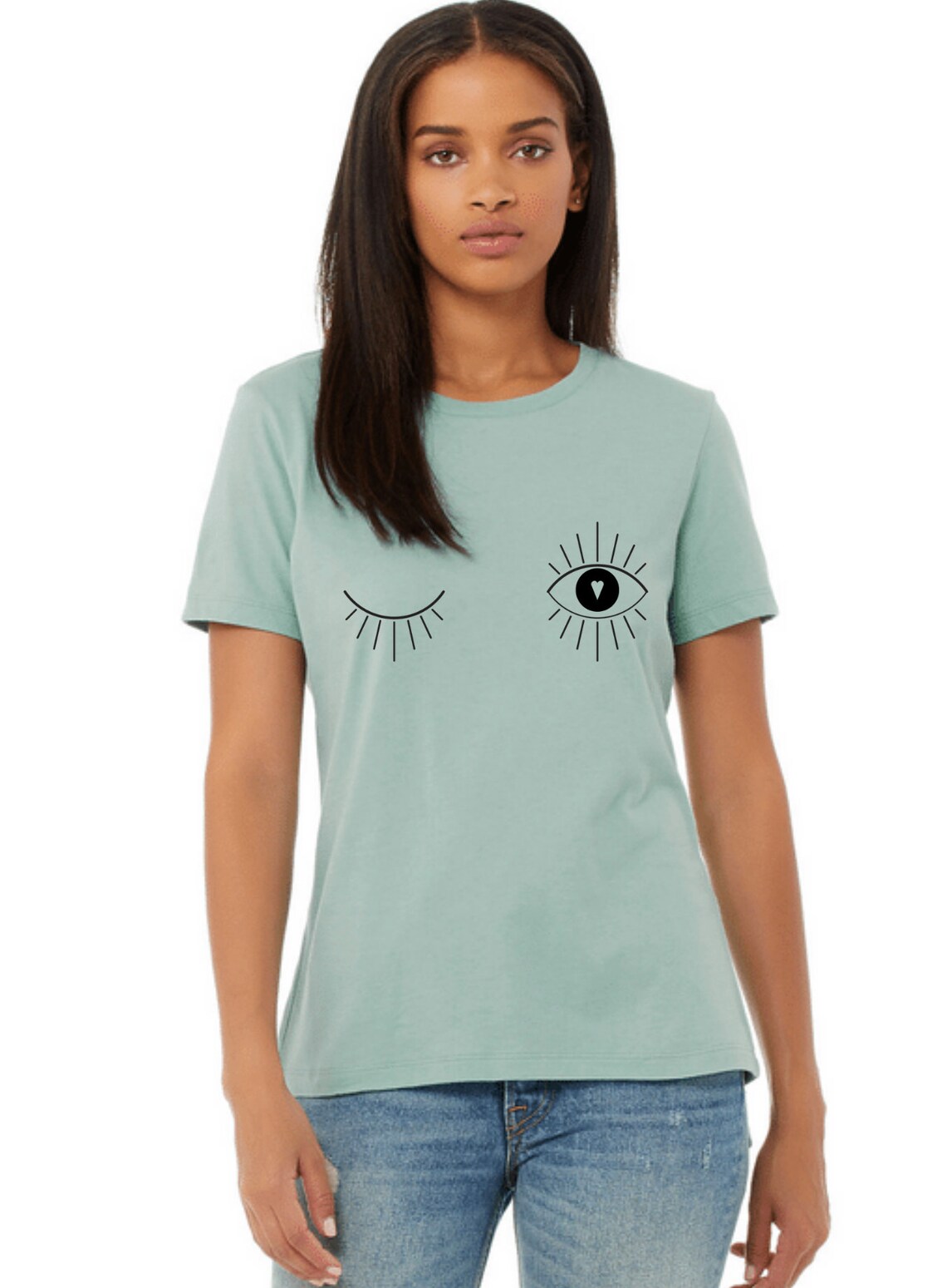 Winking Eye Boob T-shirt Evil Eye Boob Tee Wink Lash - Etsy