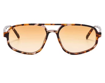 Willa Aviator Sunglasses | Retro Lightweight Shades | Tangle Free Unisex Eyewear | UV Protection Sunglasses in Brown Tortoise