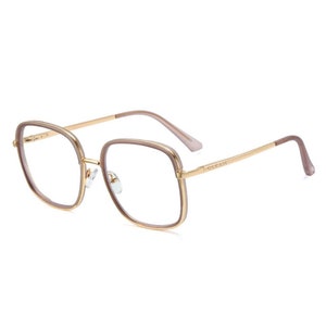 Mauve Square Blue Light Blocking Glasses | Oversized Square Eyeglasses | Women Blue Light Glasses | Prescription Friendly Fashion Eyewear