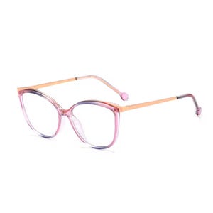 Pink Purple Frame Design | Retro Blue Light Blockers | Cat eye Fashion Eyewear |  Blue Light Glasses | Gray Fashion Eye Glasses