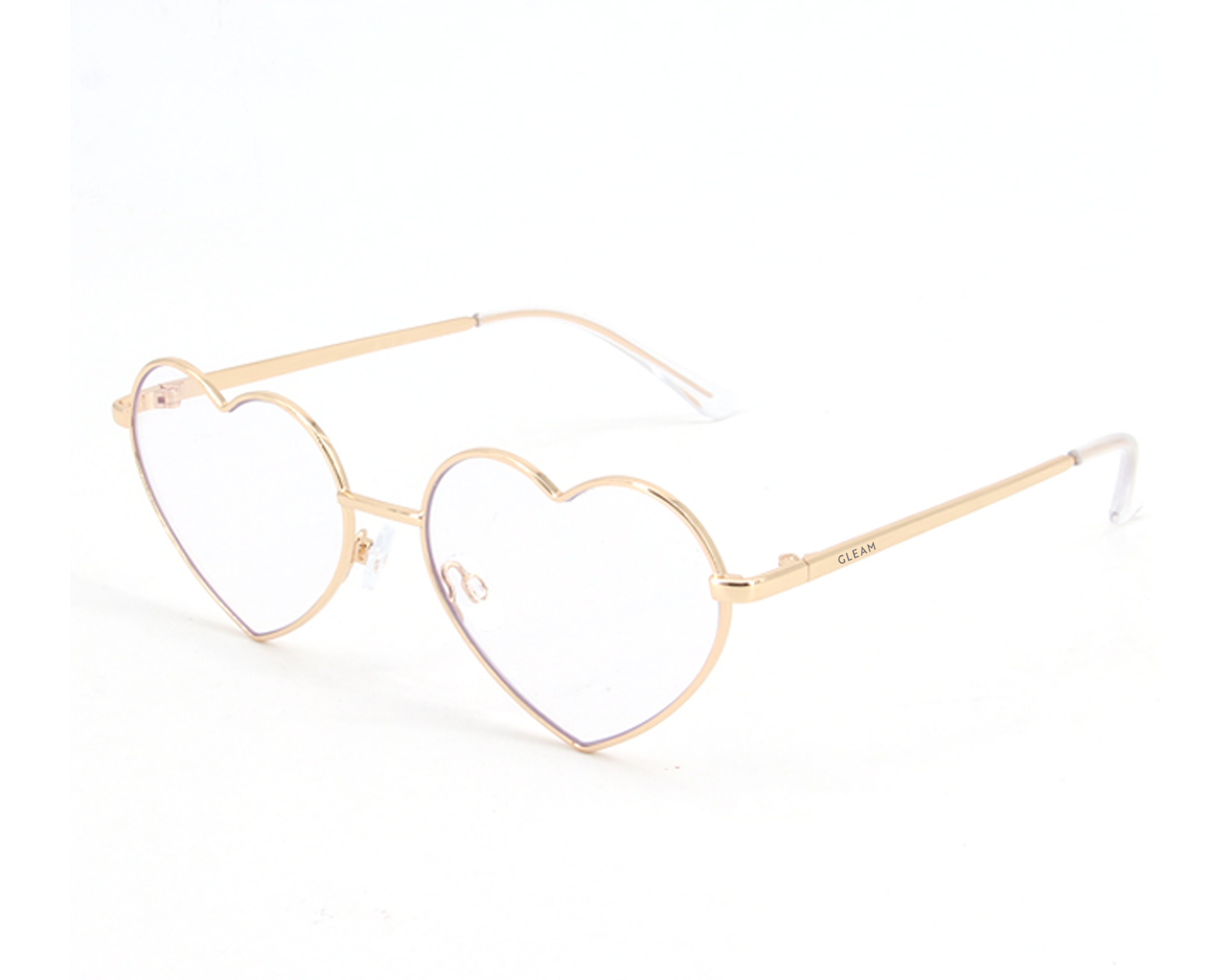 Gold Heart Shaped Computer Glasses Blue Light Blocking Glasses