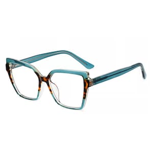 Turquoise Blue Tortoise Cateye Blue Light Blocking Glasses | Cat Eye Eyeglasses | Women Blue Light Glasses | Prescription Friendly Eyewear