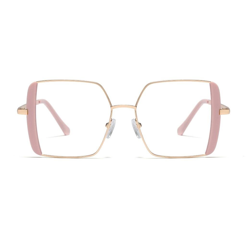 Retro Square Gold & Blush Oversized Prescription Glasses | Prescription Glasses l Women's Prescription Specs | Prescription Eyewear