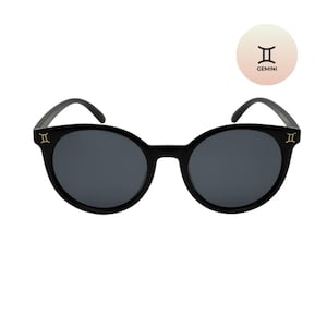 Zodiac Sunglasses | Gemini Black l Polarized Sunnies l Astrology Celestial Gifts l Horoscope Round Sunglasses l May June Birthdays