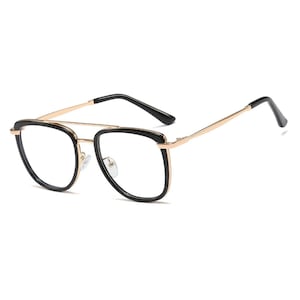 Black Aviator Blue Light Blocking Screen Glasses | Retro Computer Glasses | Non-Prescription Anti Blue Light Specs | Women&#39;s Fashion Eyewear