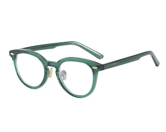 Green Vintage Inspired Horn Rimmed Computer Glasses | Anti-Blue Light Screen Glasses | Fashion Eyewear | Green Retro Blue Blocking Specs