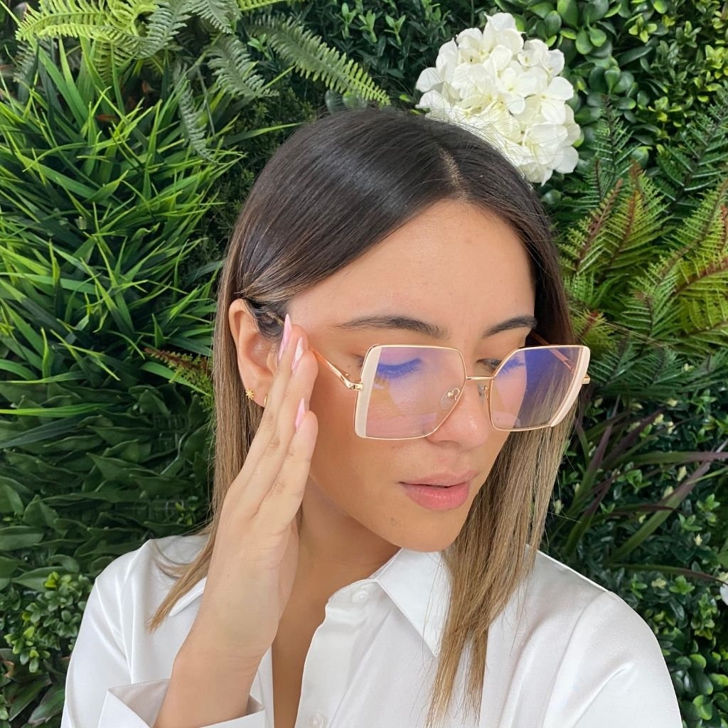 Occhiali Scudo Vintage Anni 80/90 – Montatura Metallo Oro Rosa Con Lenti Trasparenti – EASON Eyewear