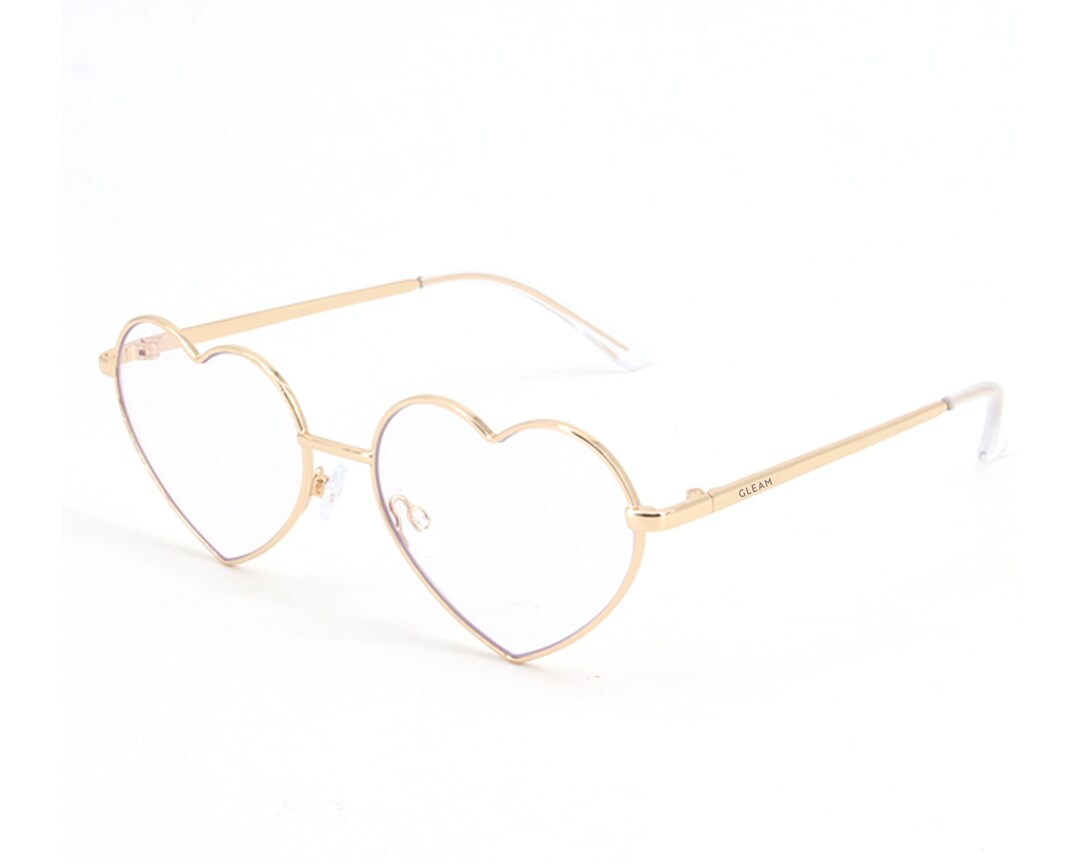 Gold Heart Shaped Computer Glasses Blue Light Blocking 