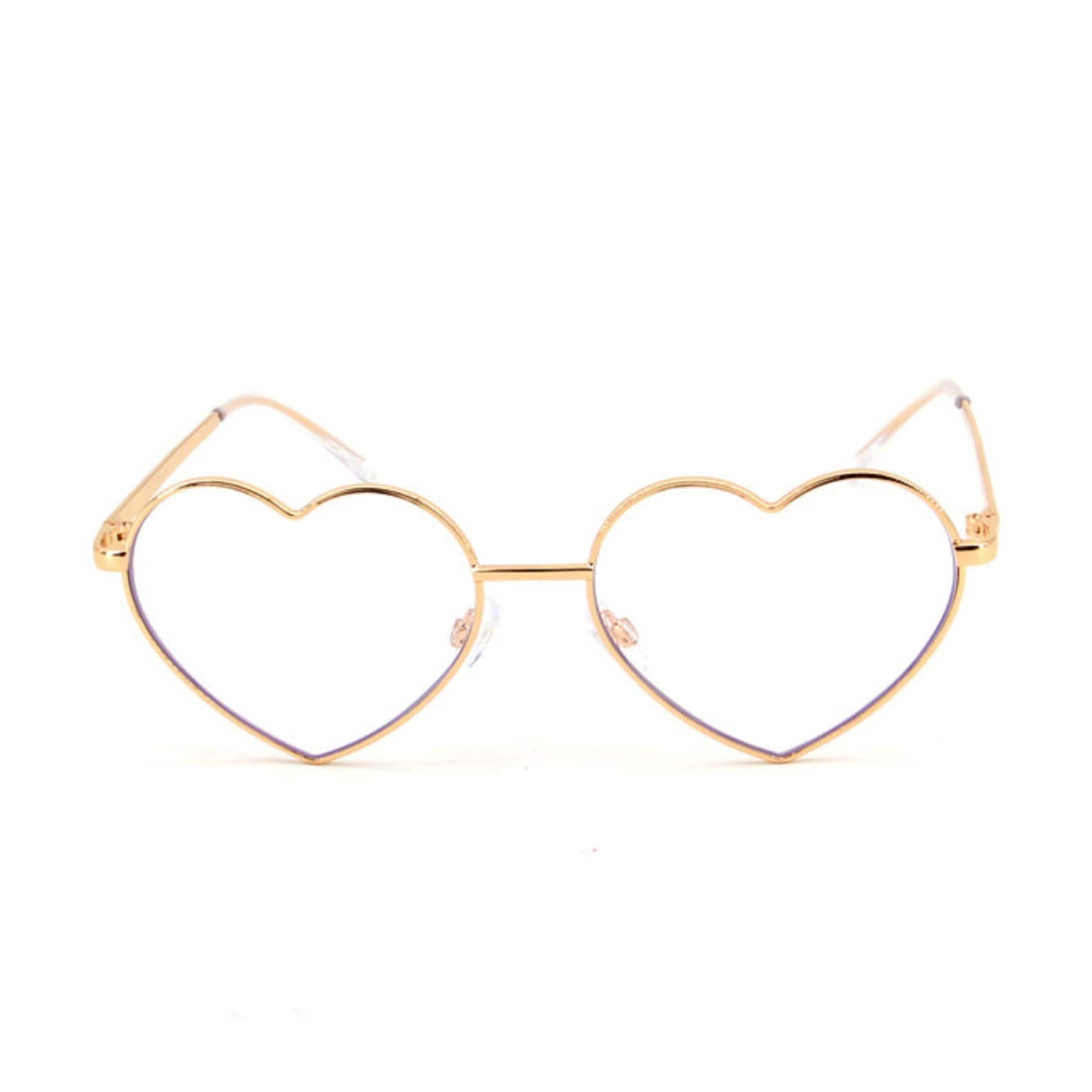 Gold Heart Shaped Prescription Glasses Heart Shape RX Eyeglasses Women