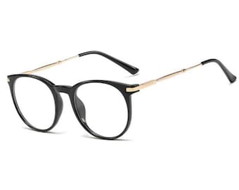 Black Round Blue Light Glasses | Black Retro Blue Light Blocking Computer Glasses | Anti Blue Light Computer Eyewear | Women's Fashion Specs