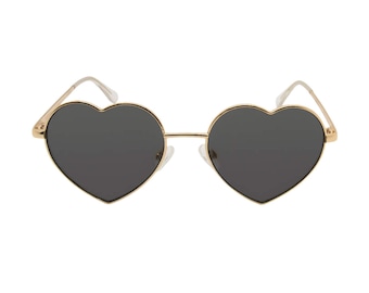 Occhiali da sole a forma di cuore con montatura nera/oro / Occhiali da sole retrò alla moda/Occhiali da sole alla moda per donna