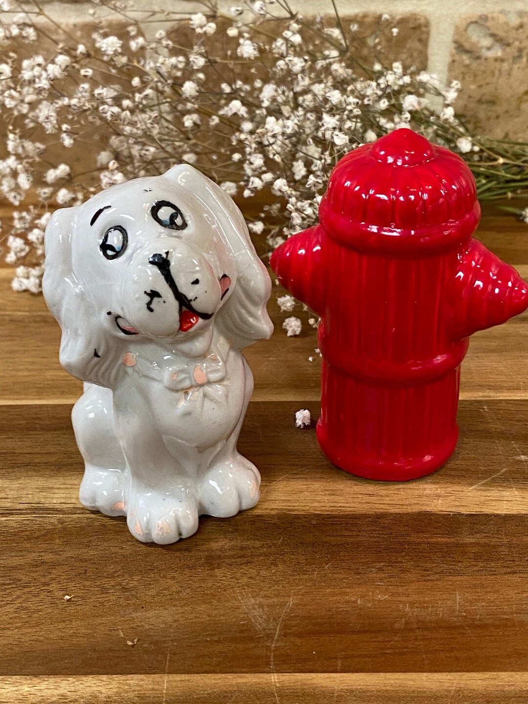 Vintage Collectible Poodle and Fire Hydrant Salt & Pepper Shakers