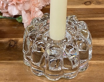 Vintage 24% Lead Crystal Heavy Candlestick or Tea Light Holder ~ Art Deco Crystal Candlestick Holder ~ Vintage Crystal Candlestick Holder