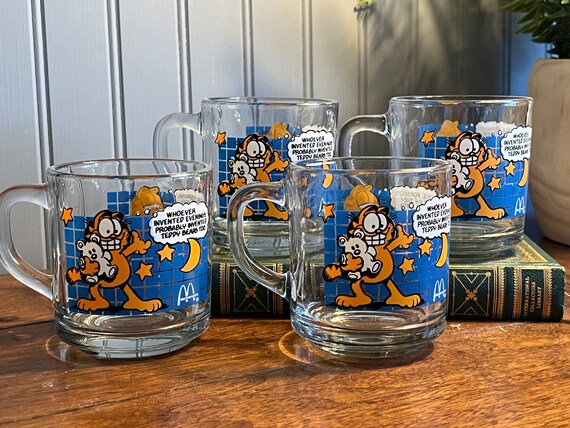 Set of 4/vintage 1978 Mcdonald's Collectible Glass Garfield Coffee