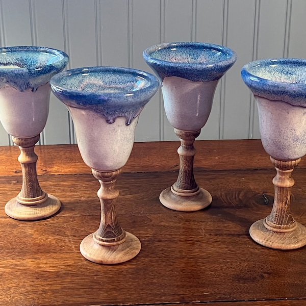 Blue Drinking Goblets Etsy