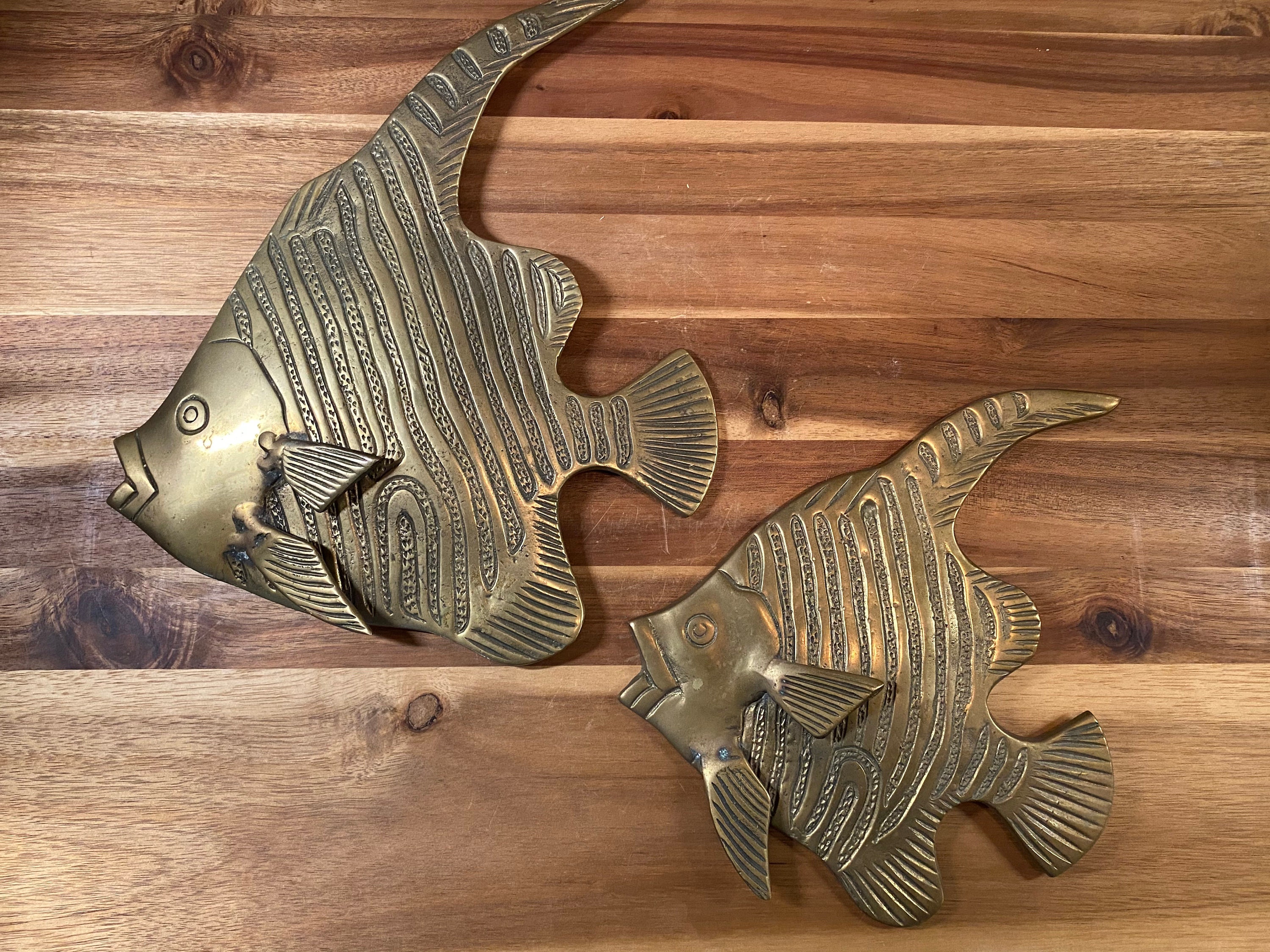 Set of 2/Vintage Heavy Solid Brass Decorative Fish Wall Art | Etsy