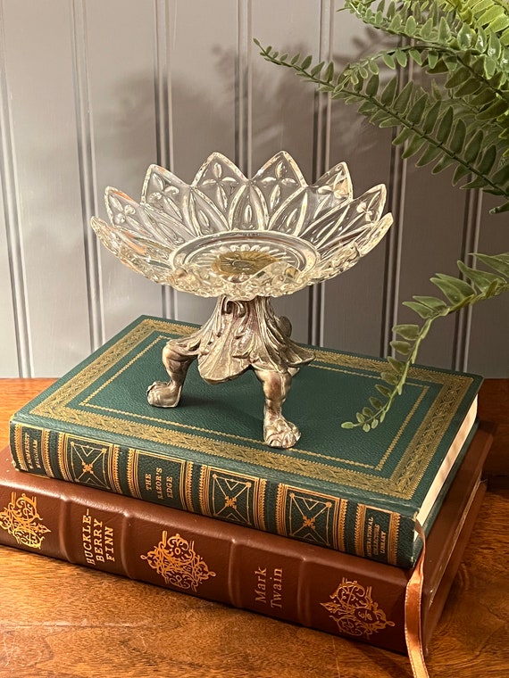 Vintage 5.75 Round Clear Glass Key Coin Jewelry Bowl Etsy