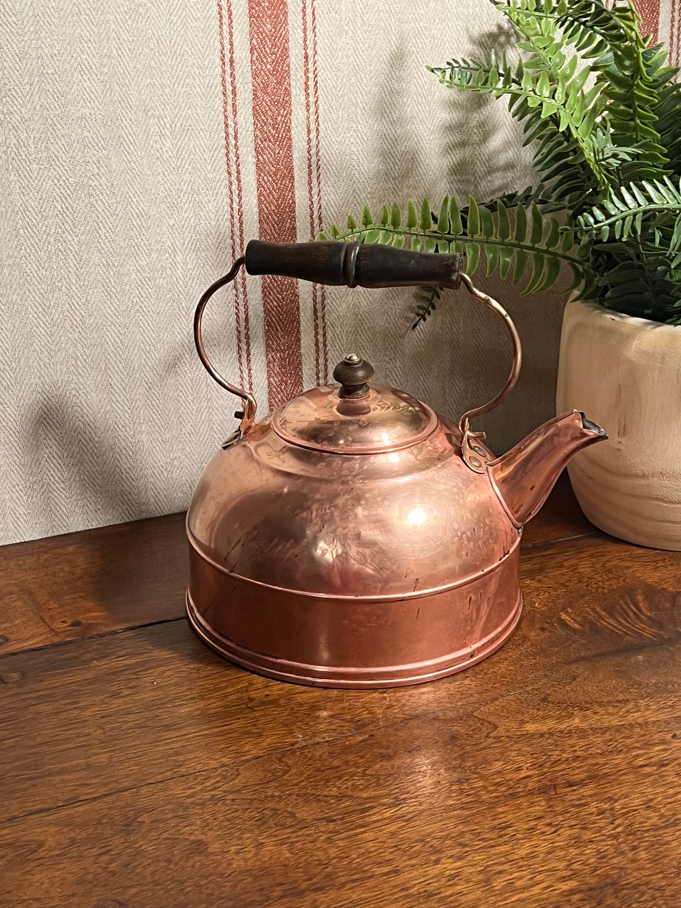 Vintage Paul Revere Copper Tea Kettle pot With Wooden Handle and Knob 1970 s Tea Pot Decorative Farmhouse French Country Decor Etsy