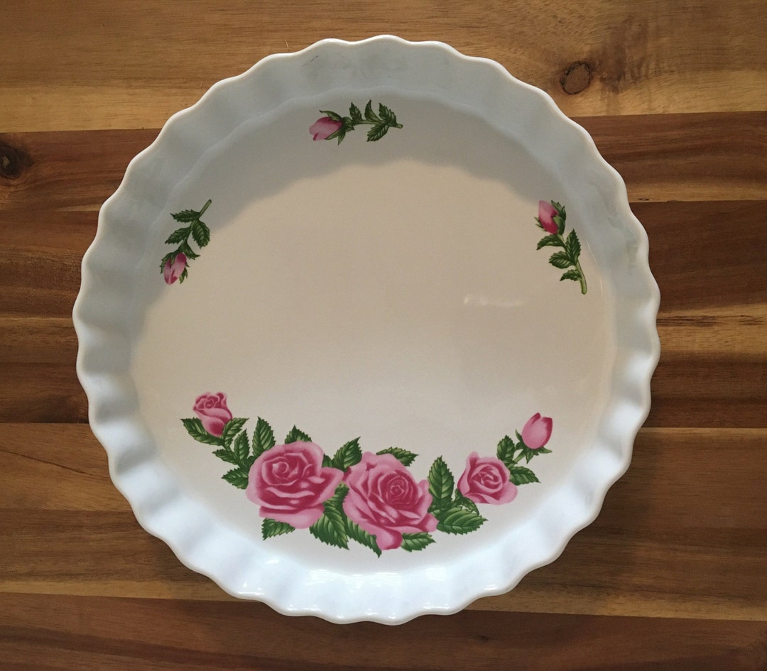 Vintage Round Christineholm Scalloped Pink Roses Quiche Dish Etsy