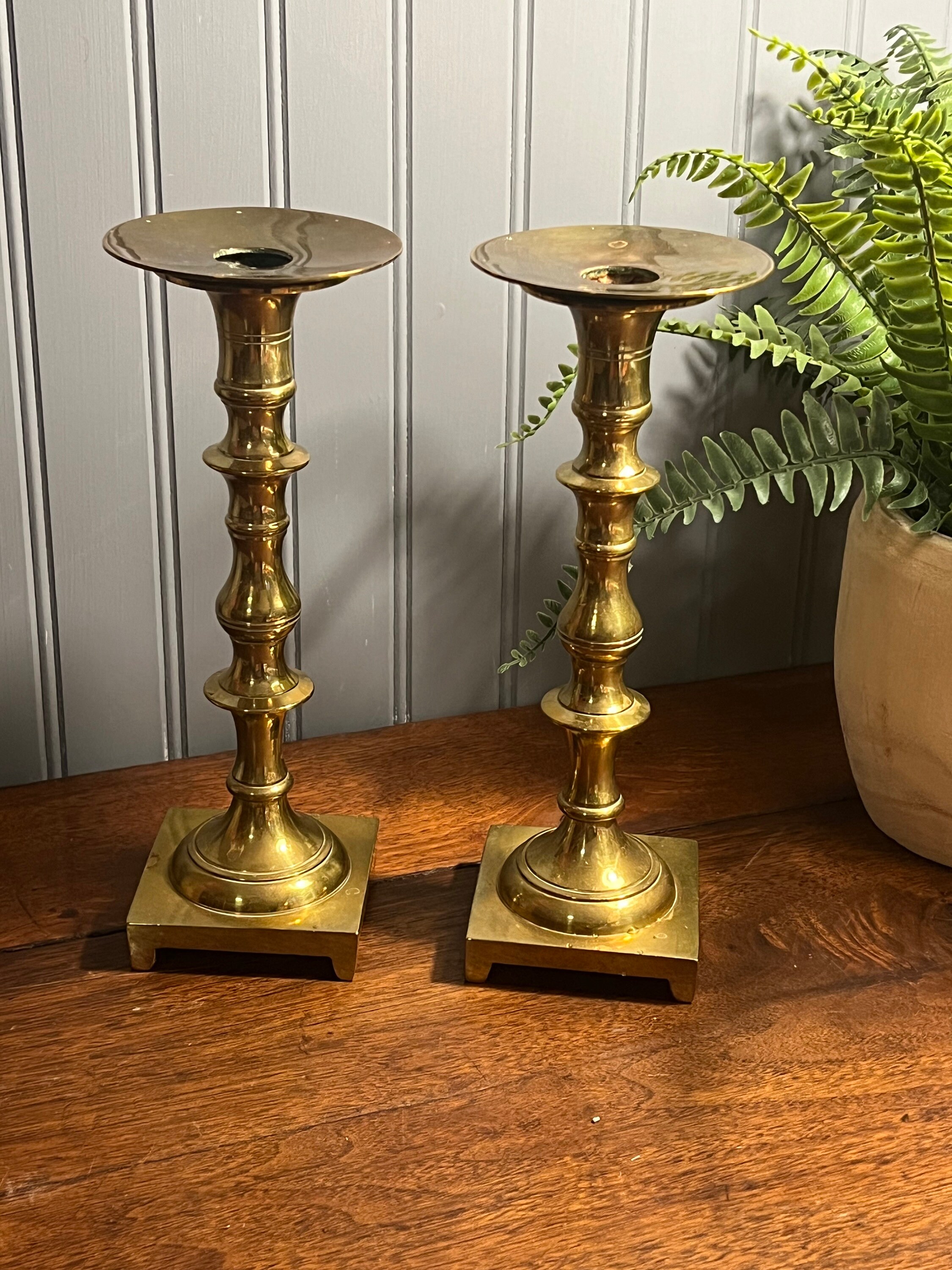 Set of 2/matching Vintage Solid Brass Taper Candlestick Holders ~ Heavy ...