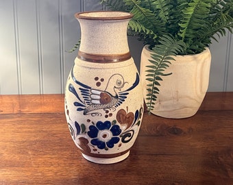 Boho Natural color Mexican glazed pottery decor piece vase planter Vintage studio pottery planter vase southwest style pottery vase