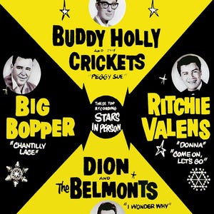 Póster de concierto de Buddy Holly, Richie Valens y The Big Bopper, 1959