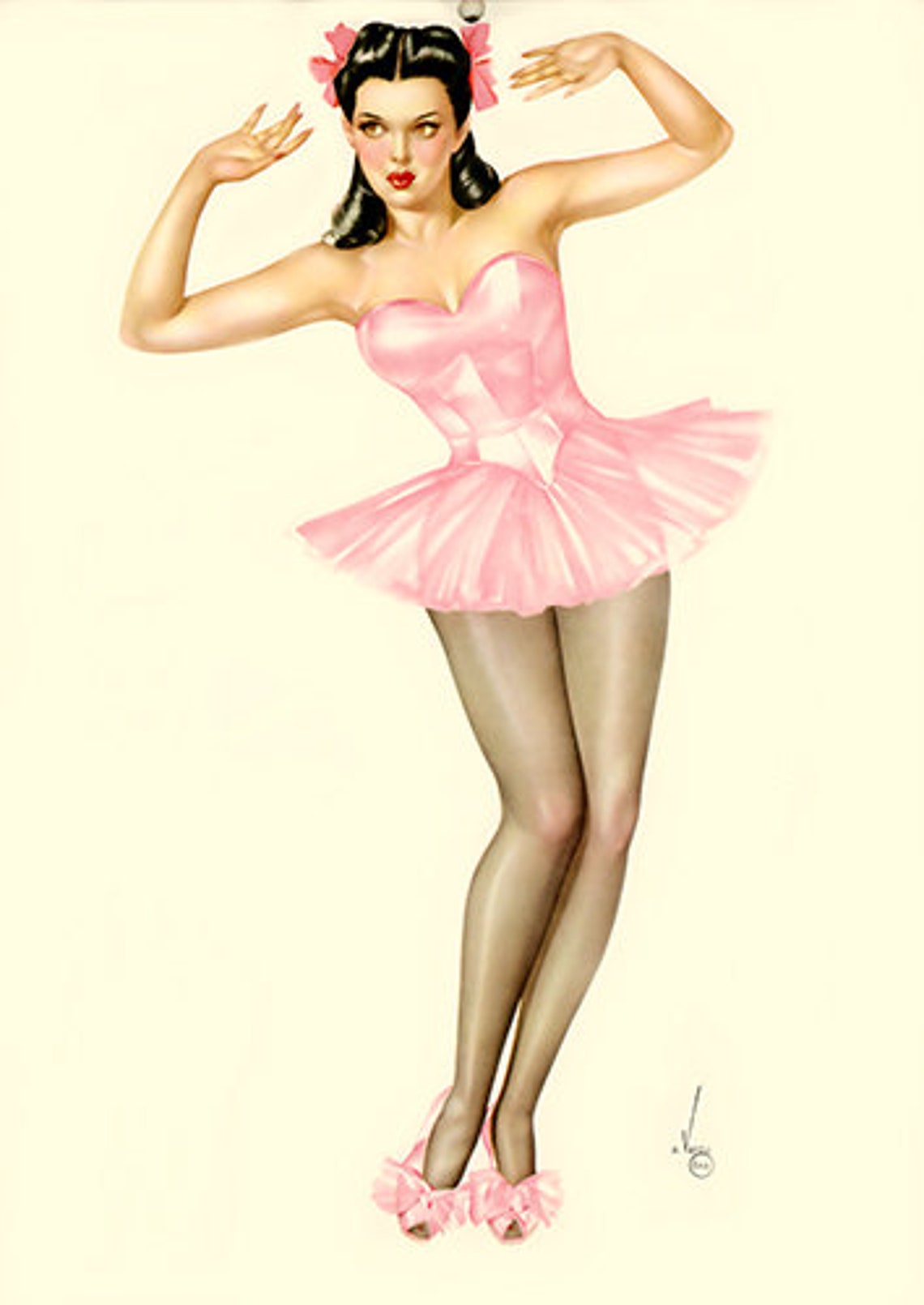 Vintage Pin Up Alberto Vargas Calendar Girl Print Etsy