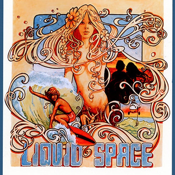 Liquid Space 1970s era Surf Illustration Poster Print