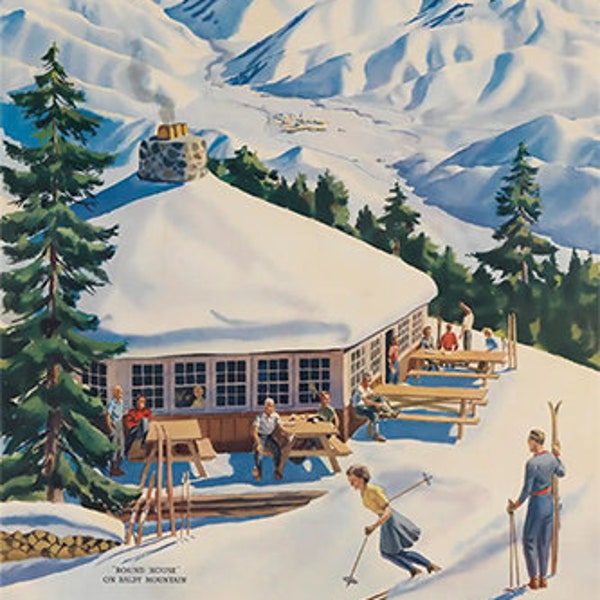 Sun Valley Idaho 1940s Snow Ski Travel Poster print