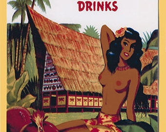 Trader Vic's Tropical Drinks Hawaiian/Tiki Advertisement Poster Print