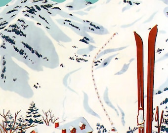 Impresión de póster de viaje vintage de la estación de esquí de Alta, Utah