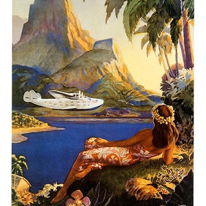 Pan Am 1940s Fly the South Seas Travel Poster print