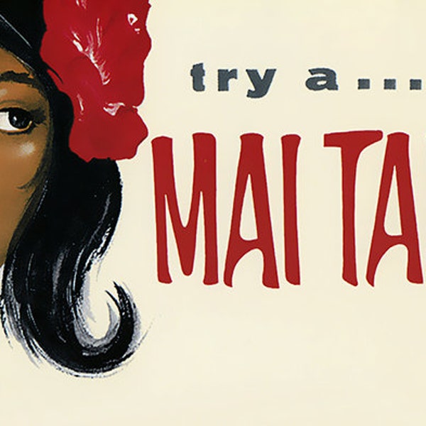 Vintage Mai - Tai , Retro Tiki Modern Advertisement Poster