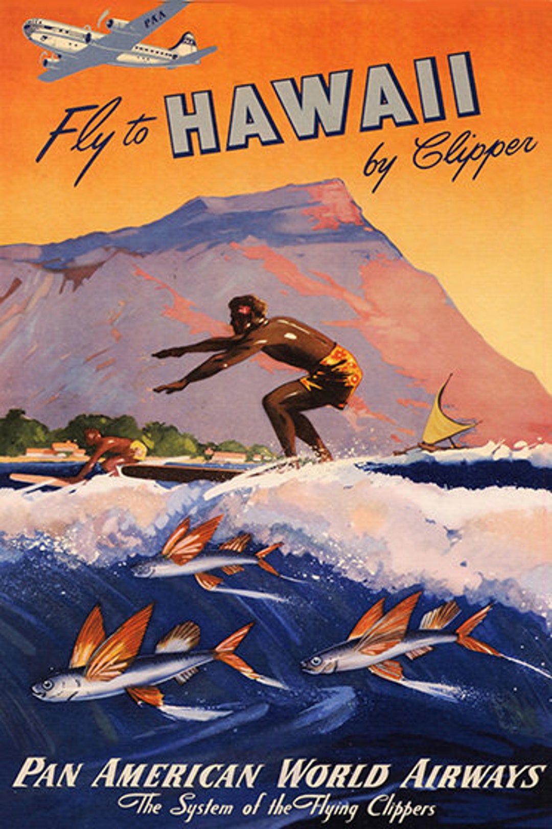 上品スタイル ハワイ政府観光局 poster Hawaii ポスター 1976ビンテージ 小物入れ