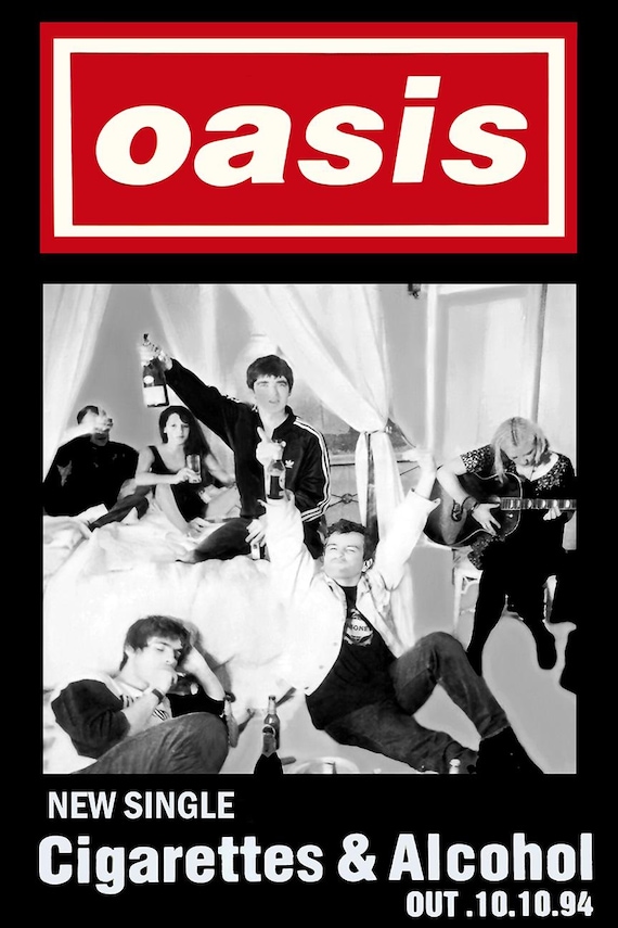 Oasis Cigarettes and Alcohol 1994 Promo Poster Print