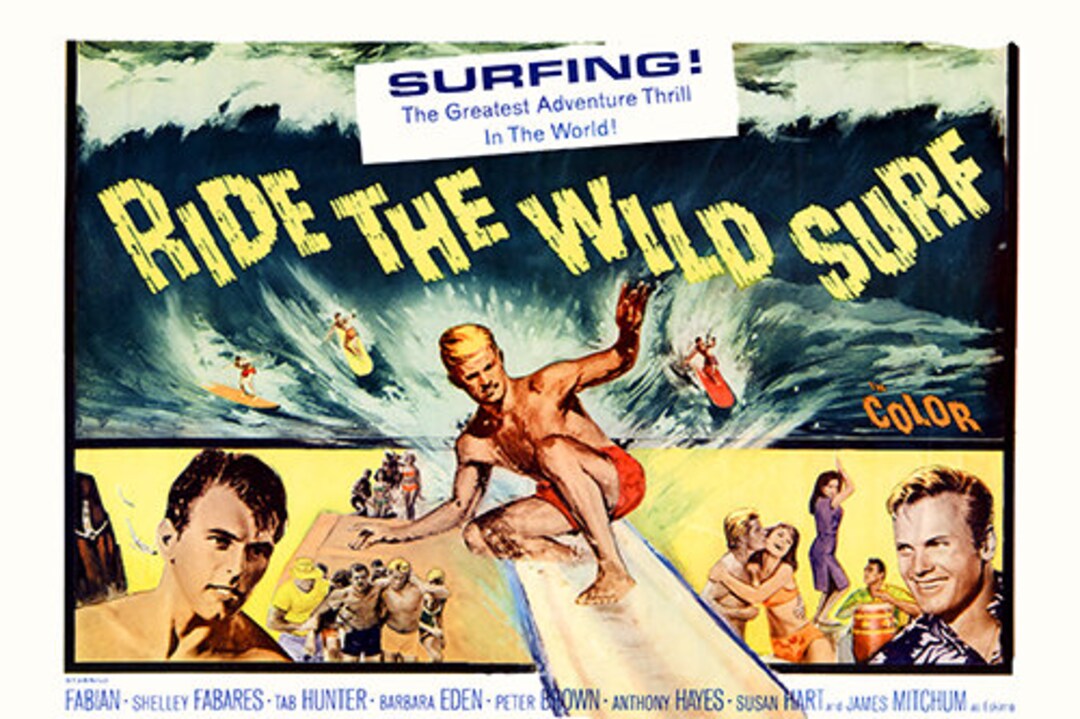 Ride the Wild Surf 1960s Retro Modern, Vintage California Beach Life