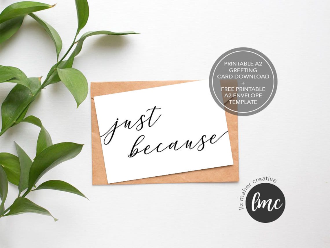 PRINTABLE Just Because Card INSTANT DOWNLOAD // Just Because Etsy