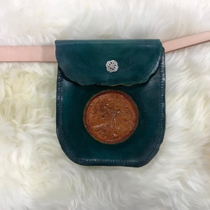 Custom hand dyed leather belt bag for large phones/accessories